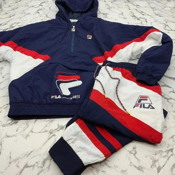 Men's Fila Navy | Red | White Samuel Shell Casual Tracksuits NWT