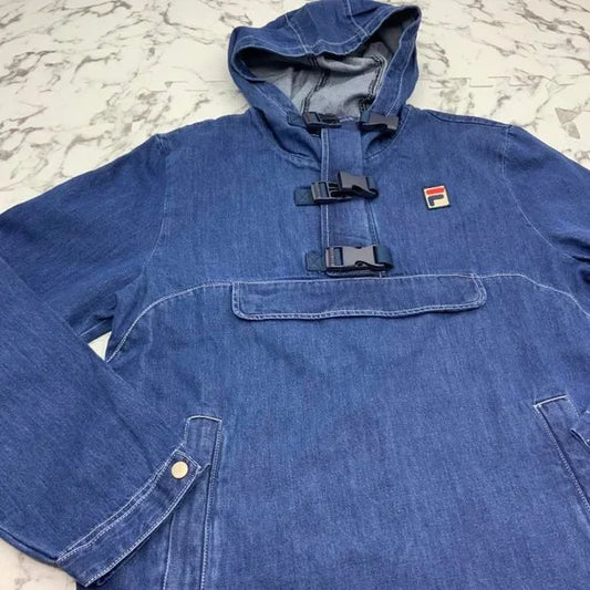 Men's Fila Blue Hooded Denim Dev Jacket NWT