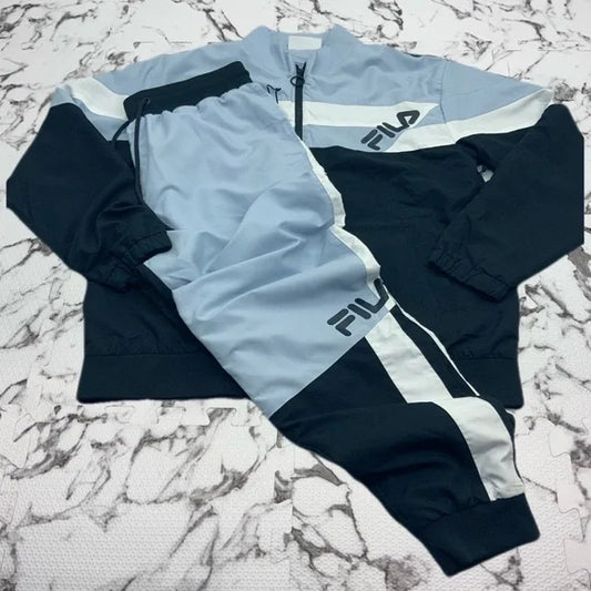 Men’s Fila Sky Blue | Black Windbreaker Full Zip Tracksuit NWT