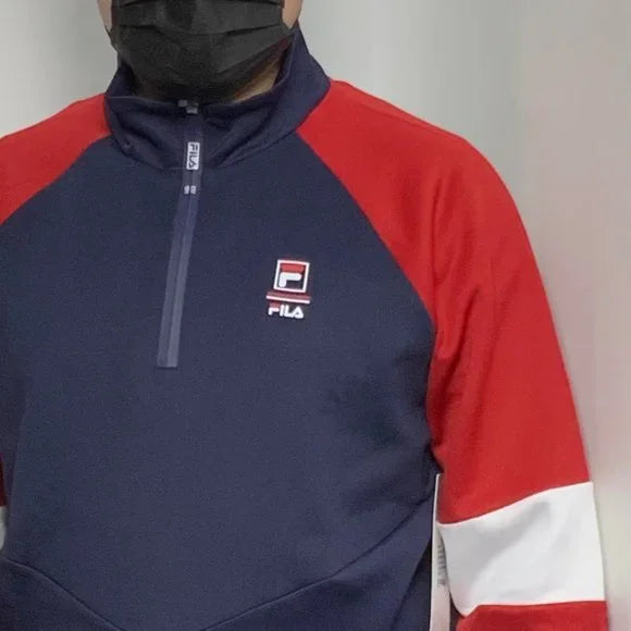 Men's Fila Navy | Red | White 1/4 Zip Track Jacket NWT