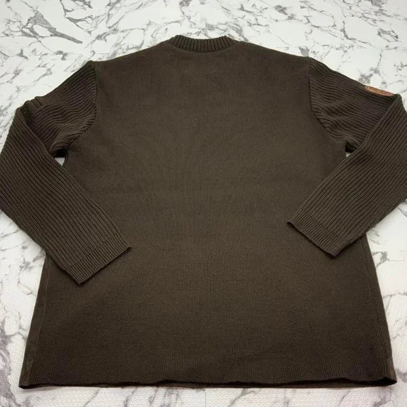 Men's Davoucci Brown Genuine Leather Crewneck Sweater NWT