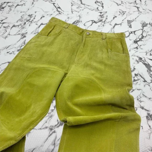 Men’s Davoucci Avocado 100% Genuine Leather Suede Pants NWT