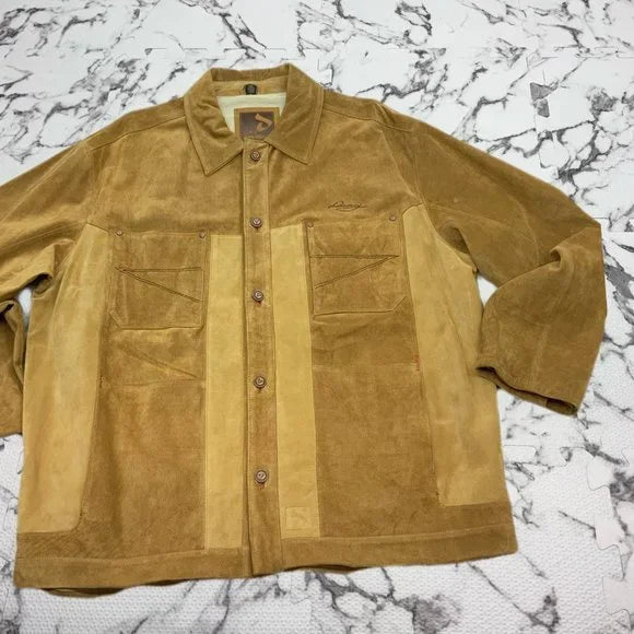 Men's Davoucci Wheat Tiny Corduroy Genuine Suede Leather Jacket NWT