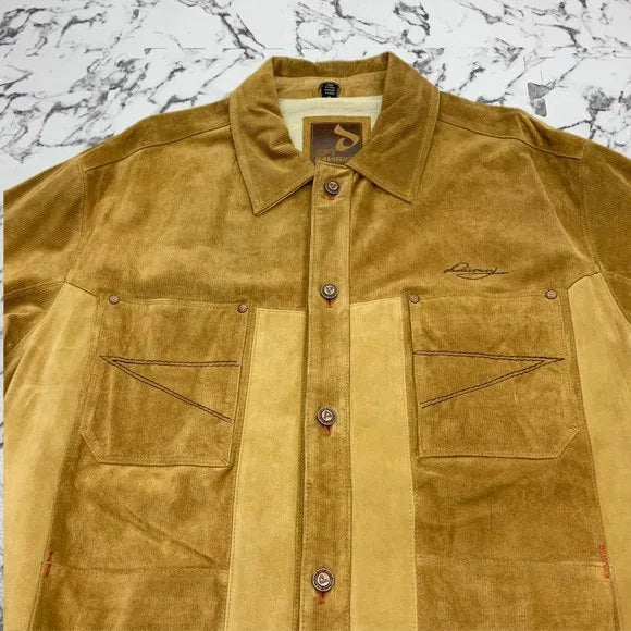 Men's Davoucci Wheat Tiny Corduroy Genuine Suede Leather Jacket NWT