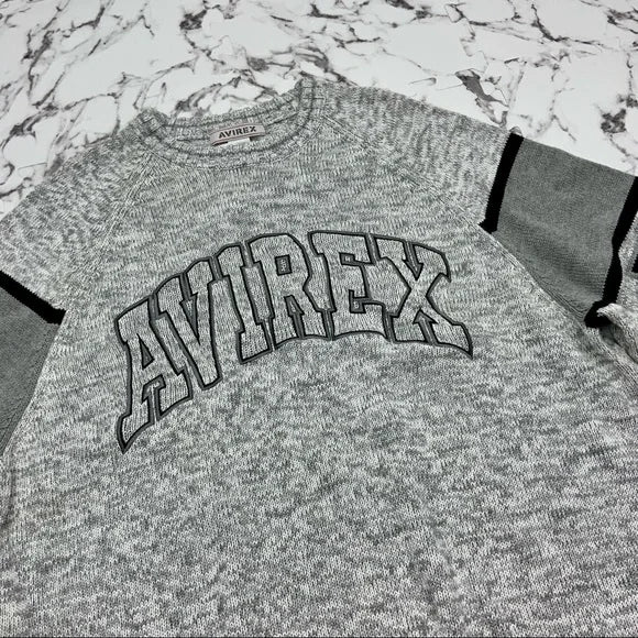 Men's Avirex White | Grey Crewneck Sweater NWT