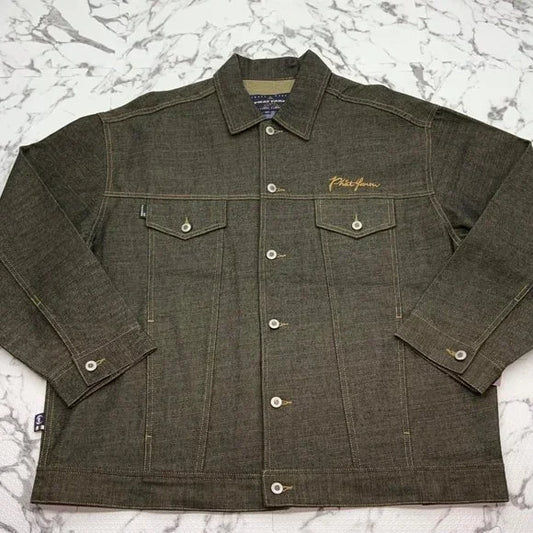 Men's Phat Farm Black | Gold Casual Denim Jacket NWT