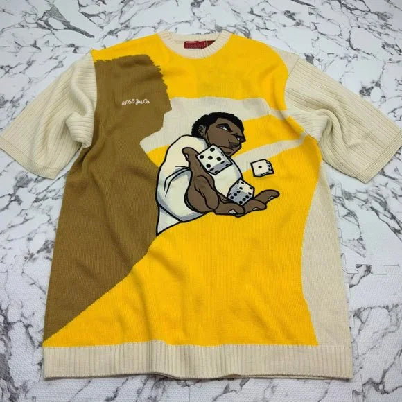 Men's RP55 Cream | Yellow | Brown Short Sleeve Sweater NWT