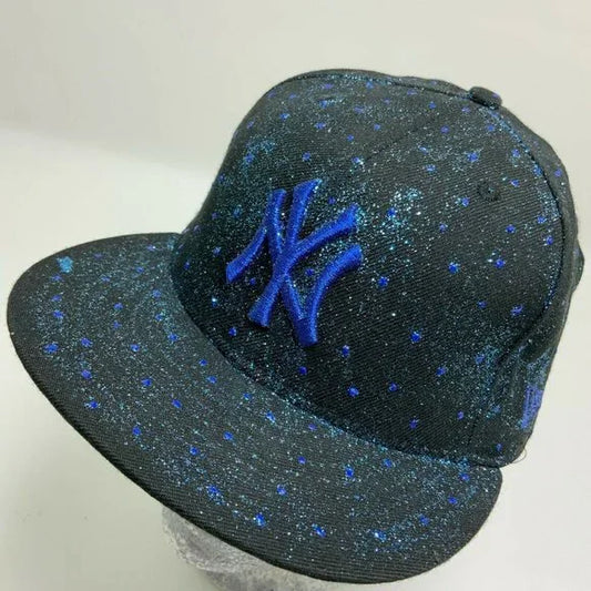 New Era Cap MLB NY Yankees Black Royal Blue Glittered 59FIFTY Hat