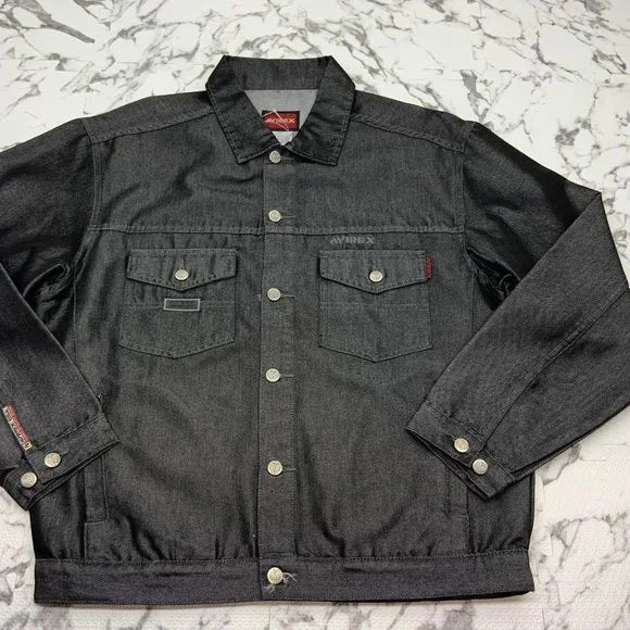 Men's Avirex Black Casual Denim Jacket NWT