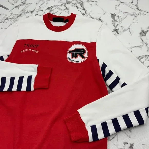 Men's Troop Red | White | Black Crewneck Sweater NWT