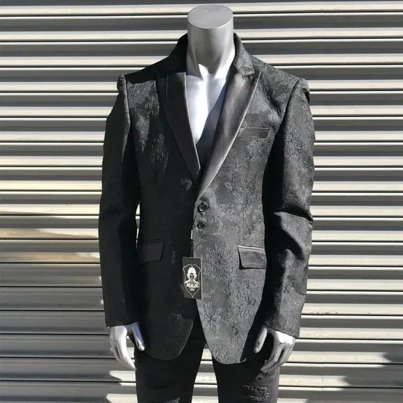 Men’s Angelino Black Shiny Casual Prom | Tuxedo | Blazer NWT