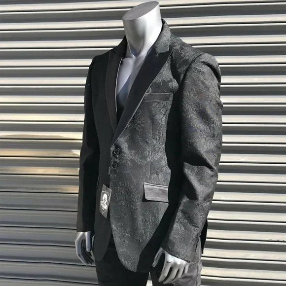 Men’s Angelino Black Shiny Casual Prom | Tuxedo | Blazer NWT