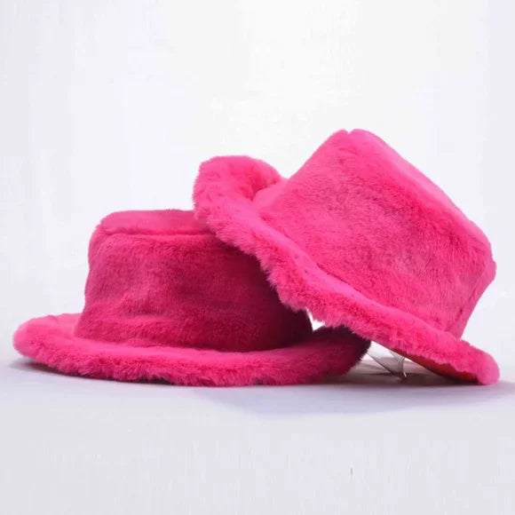 Men's Manzini Hot Pink | Red Bottom Faux Fur Hat NWT