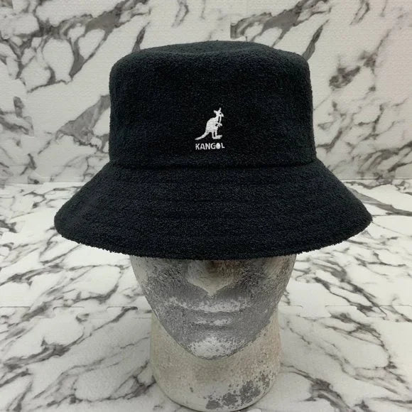 Men's Kangol Faded Black Terry Cloth Bermuda Bucket Hat NWT