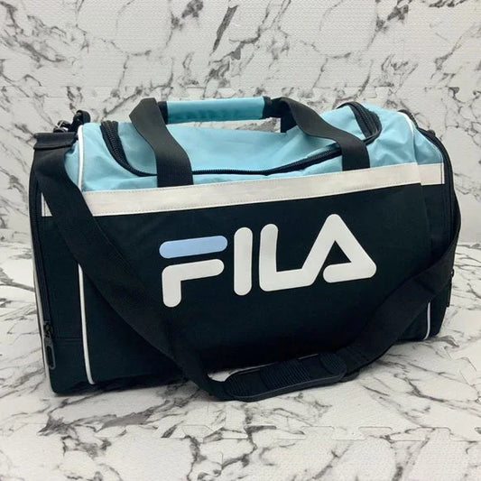 Men's Fila Black | Sky Blue | White Duffle Bag NWT