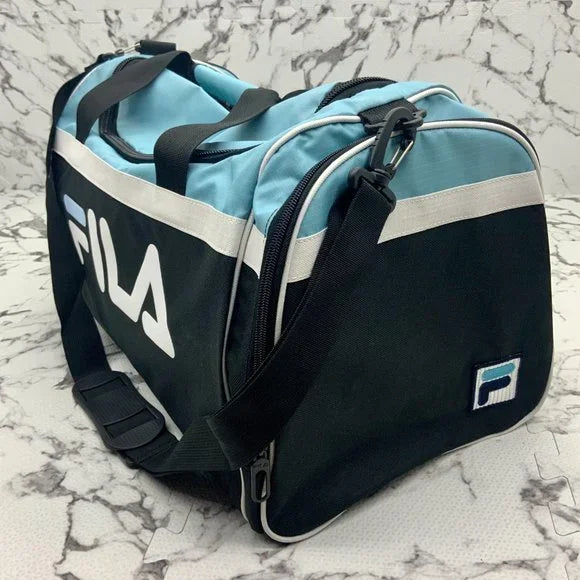 Men's Fila Black | Sky Blue | White Duffle Bag NWT