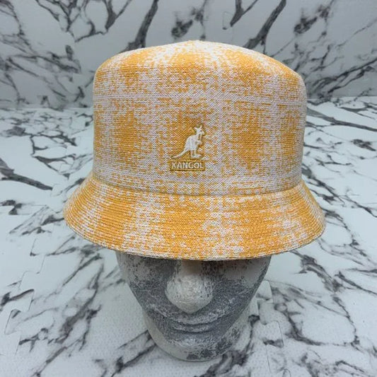 Men's Kangol Grunge Plaid Bin Yellow | White Casual Bucket Hats NWT