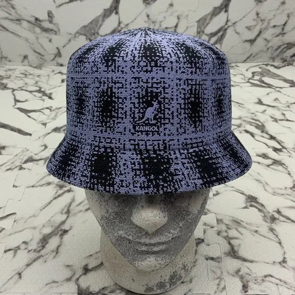Men’s Kangol Lavender | Black Grunge Plaid Bin Bucket Hat NWT &