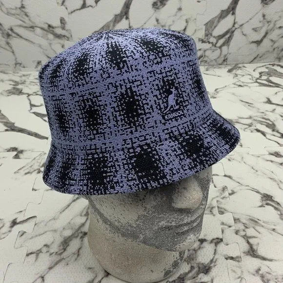 Men’s Kangol Lavender | Black Grunge Plaid Bin Bucket Hat NWT &