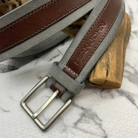 Men's Sean John Brown | Grey Suede Belt NWT