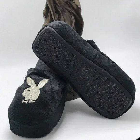 Women’s Playboy Black | White Slippers NWT