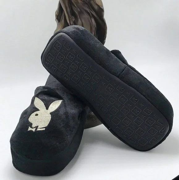 Women’s Playboy Black | White Slippers NWT