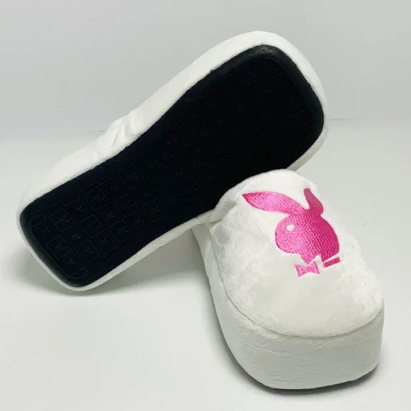 Women's Playboy White | Hot Pink Fashion Slippers NWT