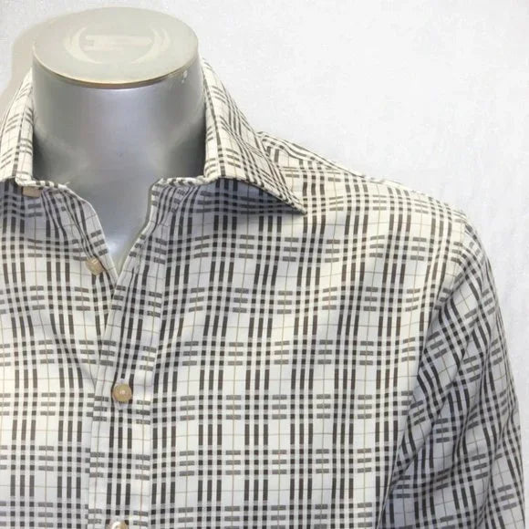 Men's Rufus Bronze | Off White Plaid Long Sleeve Button Down Shirt NWT