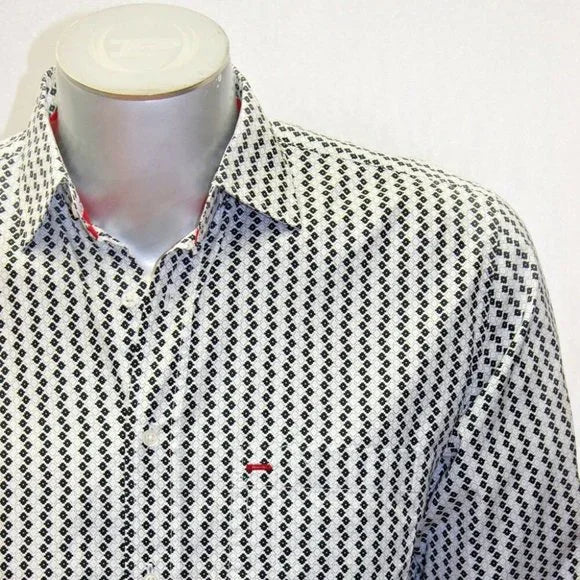 Men's Rufus Black | White | Turquoise Long Sleeve Button Down Shirt NWT