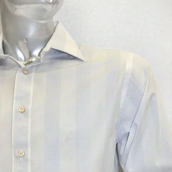 Men's Rufus Striped White | Sky Blue Long Sleeve Button Down Shirt NWT