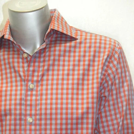 Men's Rufus Orange | Lt.Blue Long Sleeve Button Down Shirt NWT