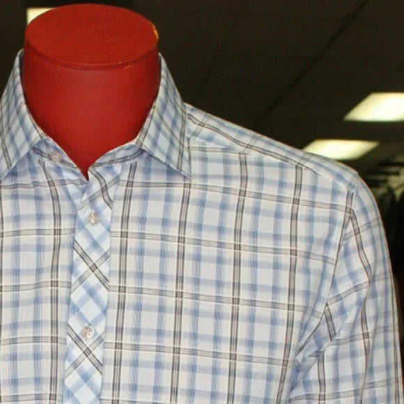 Men's Rufus White | Blue | Black Plaid Long Sleeve Button Down Shirt NWT