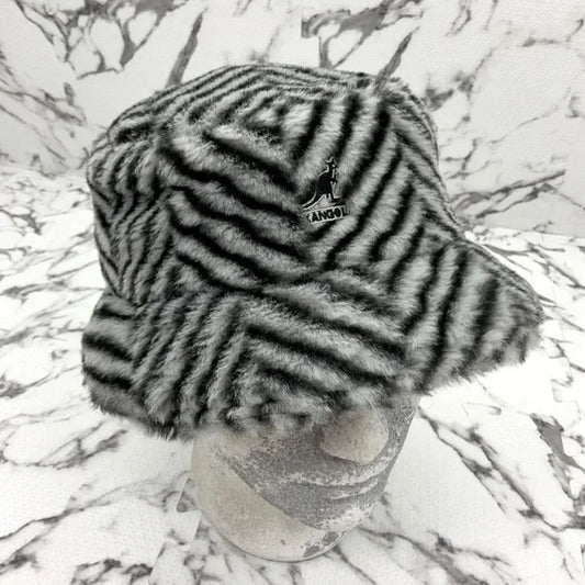 Men's Kangol Grey | Black Faux Fur Bucket Hat NWT