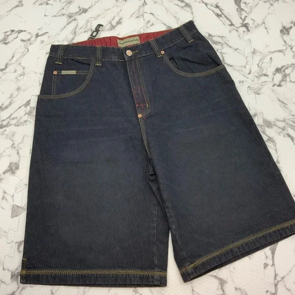 Men's Dada Dk Blue | Red Pocket Denim Shorts NWT