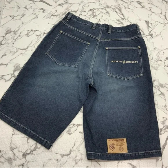 Men's Rocawear Dk Blue | Khaki Denim Short NWT