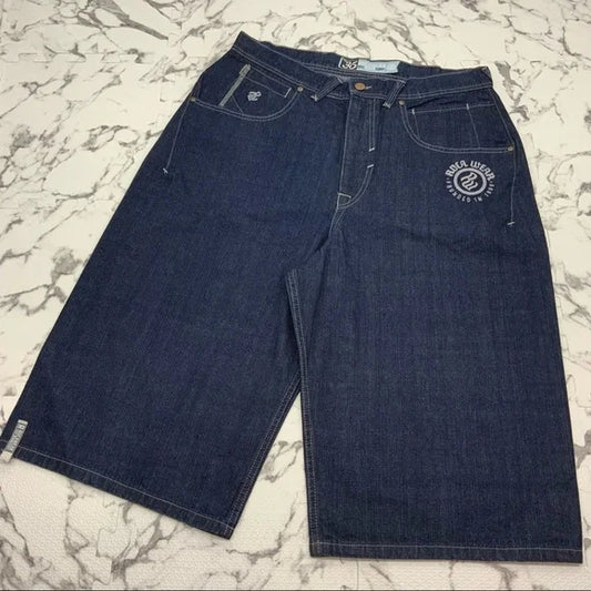 Men's Rocawear Royal Blue Camo Cargo Shorts – Elastic Waist, 10" Inseam, All Sizes Available