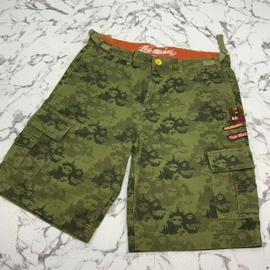 Men's Live Mechanics Green Camouflage Cargo Casual Shorts NWT