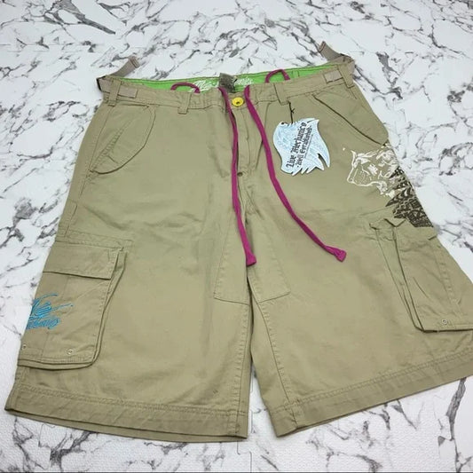 Men's Live Mechanics Khaki Cargo Casual Shorts NWT