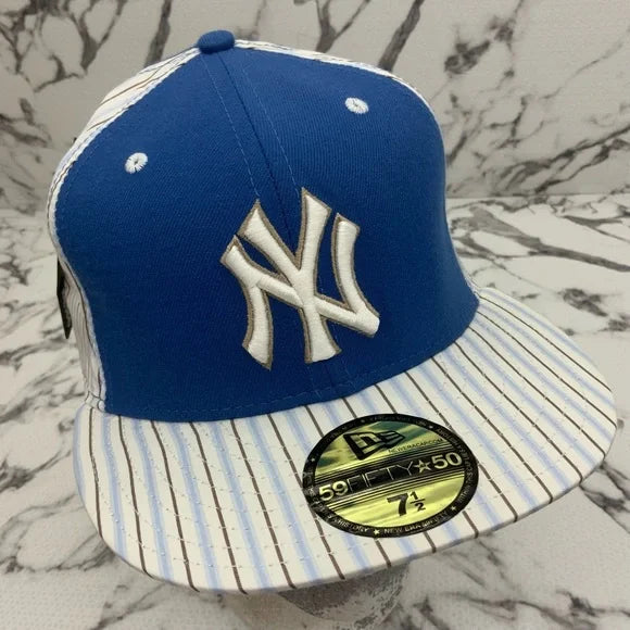 Men's New Era Cap Blue | White | Brown Pinstripe 59FIFTY NY Yankees NWT