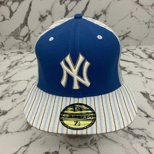 Men's New Era Cap Blue | White | Brown Pinstripe 59FIFTY NY Yankees NWT