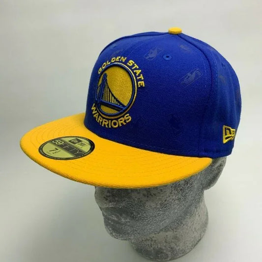 Men's New Era Cap Royal Blue | Yellow Golden State Warriors 59FIFTY NBA All Over