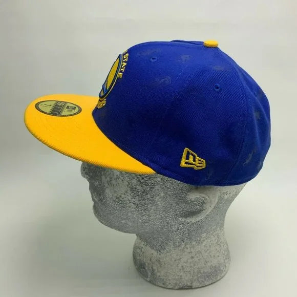 Men's New Era Cap Royal Blue | Yellow Golden State Warriors 59FIFTY NBA All Over