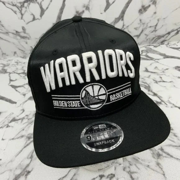 Men's New Era Cap Glossy Black Golden State Warriors 9FIFTY NBA NWT