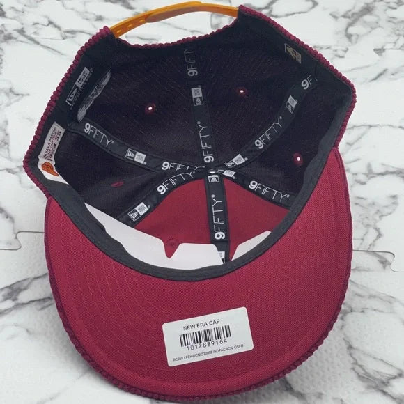 Men's New Era Cap Burgundy | Yellow Indiana Pacers Hickory Snapback NWT