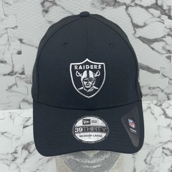 Men's New Era Cap Black | White Raiders 39Thirty NFL Hats NWT