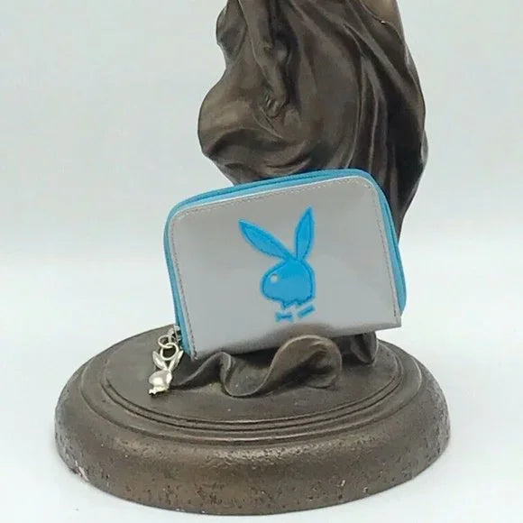 Women’s Playboy Grey | Blue Patent Fashion Wallet NWT