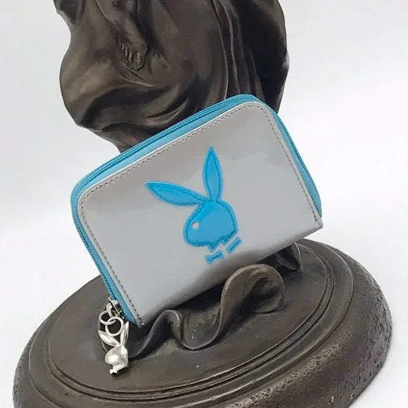 Women’s Playboy Grey | Blue Patent Fashion Wallet NWT