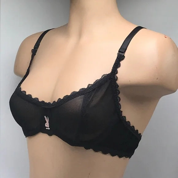 Women’s Playboy Black See Through Bra NWT