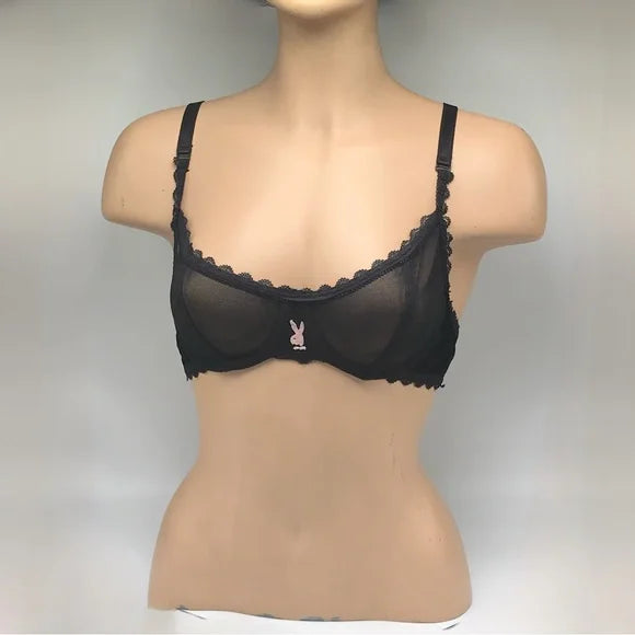 Women’s Playboy Black See Through Bra NWT