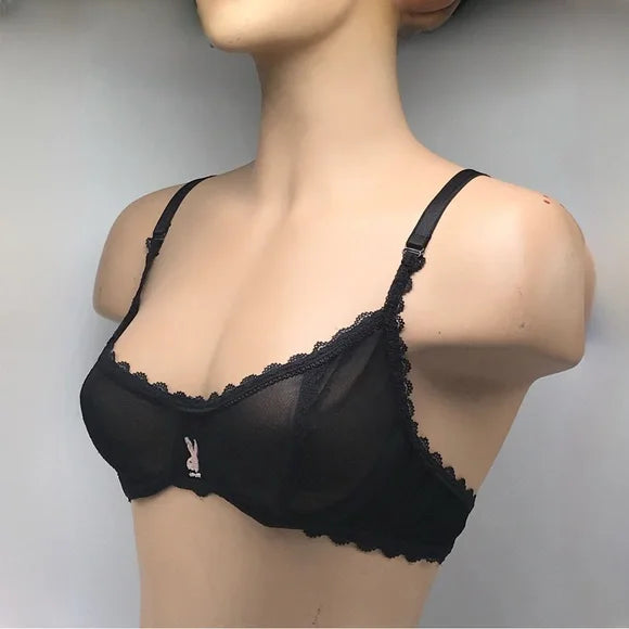 Women’s Playboy Black See Through Bra NWT